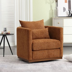CAVINAS Swivel Barrel Chair with 360 Degree Rotation, Soft Fabric Upholstery and High-Density Cushion - 1 of 4