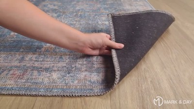 Markleville Pale Blue Washable Traditional Area Rug