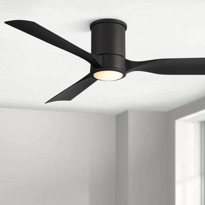 Keel 56" Matte Black Metal LED Ceiling Fan with Remote
