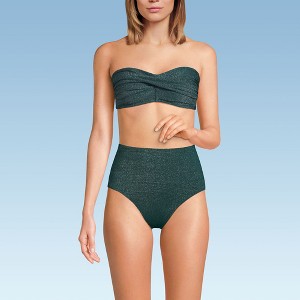 Lands' End Women's Chlorine Resistant Shine Twist Front Bandeau Bikini Swimsuit Top - 1 of 4