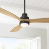 Casa Vieja 52" Delta Modern Indoor Outdoor Ceiling Fan 3 Blade CCT LED Light Remote Control Matte Black Finish Wood Blades Bedroom Patio DC Motor - image 2 of 4