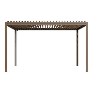 Mondawe 10X13FT Outdoor Louvered Aluminum Pergola with Adjustable Roof and Efficient Drainage System for Patio, Deck, Garden - 1 of 4