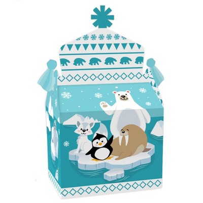 Big Dot of Happiness Arctic Polar Animals - Treat Box Party Favors - Winter Baby Shower or Birthday Party Goodie Gable Boxes - Set of 12