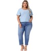 Agnes Orinda Women's Plus Size Eyelet Embroidered Round Neck Flare Sleeve Casual Summer Blouses - 3 of 4