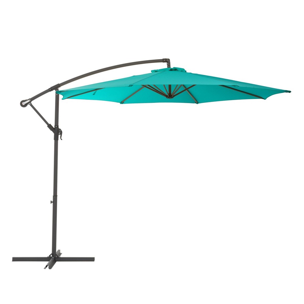Photos - Parasol CorLiving 9.5' x 9.5' UV Resistant Offset Tilting Cantilever Patio Umbrella Turquois 