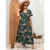 BLUEMING Summer Maxi Dress for Plus Size Women Tie Wasit Surplice Dress Flutter Sleeve A-Line Dress - 4 of 4