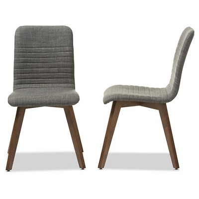 Scandinavian-Style Dark Grey Upholstered Walnut Parsons Side Chair