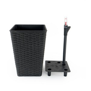 COWLOWN Brown 2-Pack Smart Self-Watering Square Planters, Hand-Woven Wicker for Indoor and Outdoor Use, Eco-Friendly and Weather-Resistant - 1 of 4