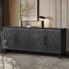 Natural Wood Carved Flower Door Cabinet - 2 of 4
