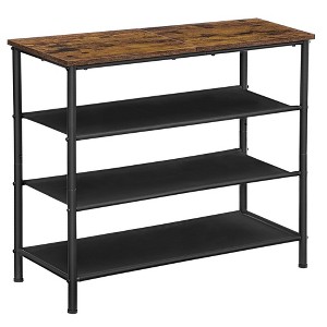 VASAGLE Shoe Rack, 4 Tier Shoe Storage Rack for 9-12 Pairs of Shoes, Shoe Organizer for Entryway, Rustic Brown and Black - 1 of 4