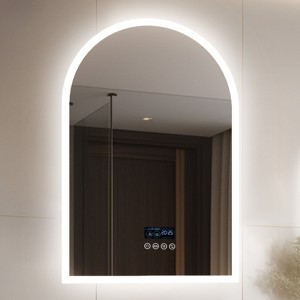 ARTLOGE Arch Backlit LED Bathroom Mirror with Bluetooth Speaker Anti-fog Vanity Mirror, Temperature Date&Time - 1 of 4