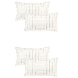 Unique Bargains Checkered Faux Fur Plush Fuzzy Soft Cozy Throw Pillow Covers 4 Pcs - 1 of 4