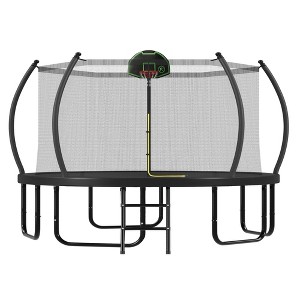 NAYSAYE Trampoline 14FT with Basketball Hoop and Safety Net for Outdoor Fun for Kids and Adults Backyard, Black, 168.00"*102.30"*122.30" - 1 of 4