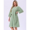 INSPIRE CHIC Women's Flannel Sleep One-Piece Dress Fuzzy Round Neck Soft Nightgowns with Pocket - 3 of 4