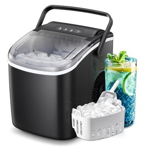 ZAFRO Countertop Ice Maker, Portable Self Cleaning Bullet Ice Maker with Handle, 9 Ice Cubes in 8 Minutes, 26Lbs in 24 Hours,  Black - 1 of 4