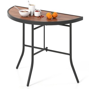 Tangkula Half-Round Folding Event Table Foldable Banquet Table w/ Metal Frame Brown - 1 of 4