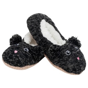 Kitty Cat Pom Womens Animal Cozy Indoor Plush Lined Non Slip Fuzzy Soft Slipper - Medium - 1 of 4