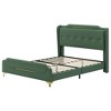 Grungis Wingback Bed Frame with Headboard & Footboard,PU Leather Upholstered Platform Bed with Gold Metal Decor,No Box Spring Needed - 2 of 4