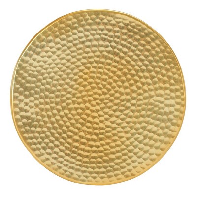 Transitional 12'' Gold Hammered Metal Round Accent Table
