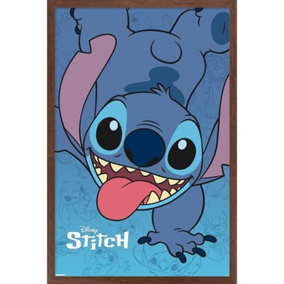 Trends International Disney Lilo and Stitch - Handstand Framed Wall Poster Prints Mahogany Framed Version 22.375" x 34"