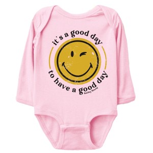The Juniper Shop SmileyWorld It's A Good Day To Have A Good Day Circle Long Sleeve Bodysuit - 18M - Pink - 1 of 4