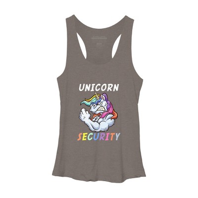 Women's Design By Humans Halloween Dad Mom Daughter Adult Costume - Unicorn Security By MINHMINH Racerback Tank Top