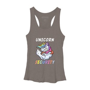 Women's Design By Humans Halloween Dad Mom Daughter Adult Costume - Unicorn Security By MINHMINH Racerback Tank Top - 1 of 3