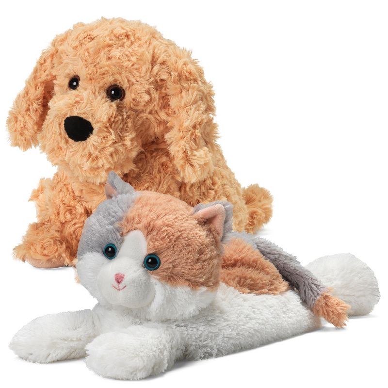 Intelex Warmies Microwavable Plush Golden Dog & Calico Cat - 13", 1 of 5