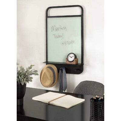 Black Iron Wall Organizer with Glass Dry Erase Board