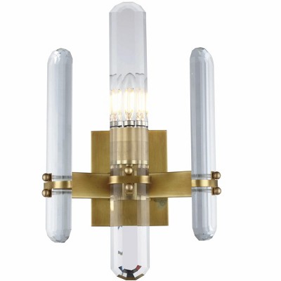 Elegant Lighting Lincoln 1 light Burnished Brass Wall Sconce Clear Royal Cut Crystal