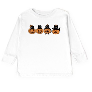 Four Black Cats Pumpkins - Toddler Long Sleeve Graphic Tee and Youth Long Sleeve Graphic T-Shirt - 1 of 3