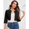 Womens Cropped Blazer Casual Business 3/4 Sleeve Collarless Open Front Cardigan Work Jacket Shrug - 2 of 4