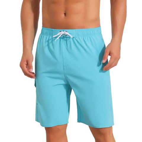 INSPIRE CHIC Men's Multiple Pockets Drawstring Waist Summer Long Board Shorts 30 Light Blue