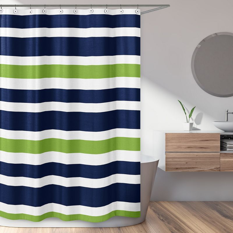 Sweet Jojo Designs Shower Curtain 72in.x72in. Stripe Blue Green Grey, 3 of 7