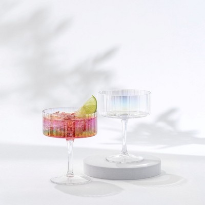 JoyJolt Elle Fluted Cylinder Martini Coupe Glass - Set of 2