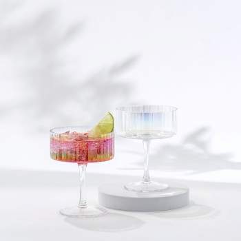 JoyJolt Christian Siriano New York Chroma Iridescent Coupe Glass - 10 oz - Set of 2
