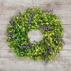 Northlight Purple Lavender and Green Foliage Artificial Spring Wreath - 11" - Unlit - 2 of 4