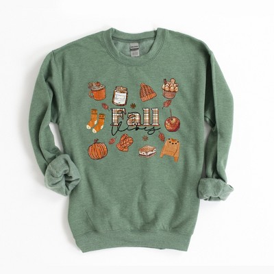 Simply Sage Market Women's Plaid Fall Vibes Collage Gildan Sweatshirt