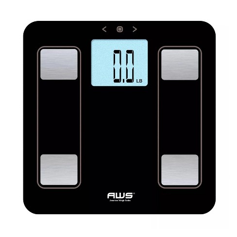 American Weigh Digital Glass Top Bathroom Scale Large Display Black