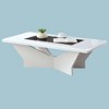 47.25" Contemporary Coffee Table with High Gloss Top and Tempered Glass Insert, Geometric Base for Modern Living Room - 2 of 4