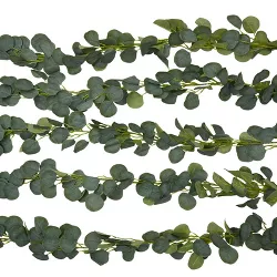 Farmlyn Creek 5 Pack Artificial Faux Eucalyptus Leaves Greenery Garland for Wedding & Home Plant Decor, 72 in.