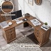 SinCiDo 60" L-Shaped Desk,Farmhouse Computer Desk with Charging Station,Filing Cabinet Storage, Drawer,Study Writing Desk - 4 of 4
