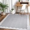 Washable Modern Bordered Rug Non Slip Low Pile Rug Soft Contemporary Throw Floor Cover Foldable Indoor Carpet for Living Room Bedroom Nursery - 3 of 4