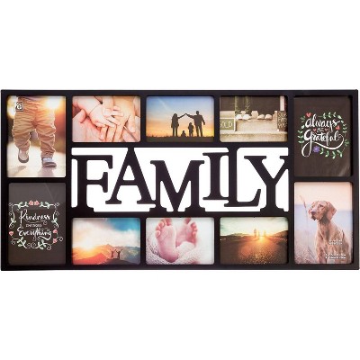 Kiera Grace 14.5"x28.5" Family Collage Frame Black: Wood Wall Mount, Holds 10 Images, 4x6 & 5x7 Size