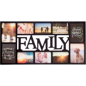 Kiera Grace 14.5"x28.5" Family Collage Frame Black: Wood Wall Mount, Holds 10 Images, 4x6 & 5x7 Size - 1 of 4