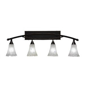 Toltec Lighting Bow 4 - Light Vanity in  Black Copper with 5.5" Fluted Frosted Crystal Shade - 1 of 1