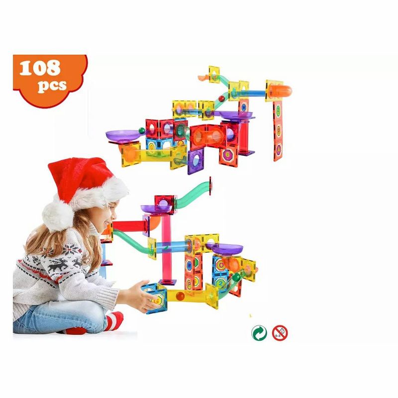 Link Kids Magnetic Building Blocks Tile Fantasy Castle Set Help Build Kids Creativity Minds Open Ended Play Educational 108 Piece Set, 1 of 7