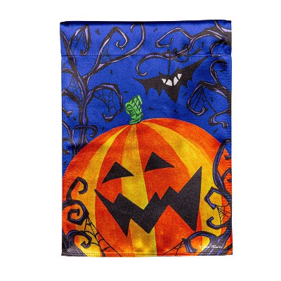Evergreen Halloween Jack O' Lantern Lustre Garden Flag 12 x 18 Inches Indoor Outdoor Decor