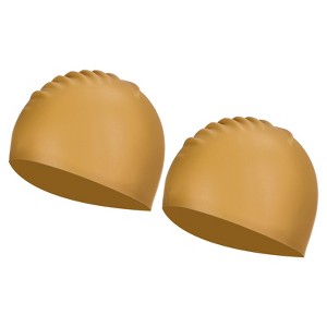 Unique Bargains Silicone Waterproof Non-Slip Adult Swimming Caps 2 Pcs - 1 of 4
