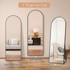 MAYEERTY Aluminum Full-Length Mirror 57x20in, Black, Arch Shape, Tempered Glass, With Stand - 4 of 4